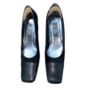 Stuart Weitzman heels suede with cap toe faux snakeskin size 8.5